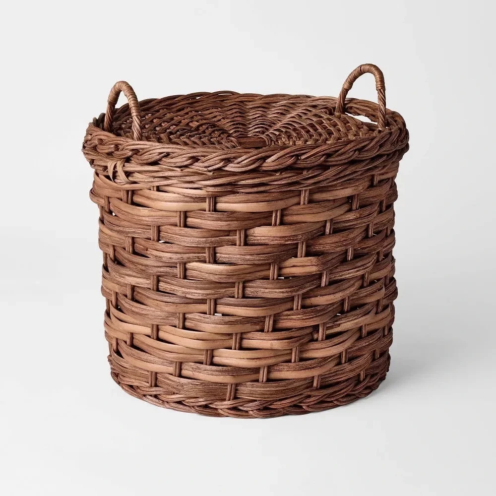 Round Chunky Straight‎ Rattan Basket Dark Brown - Threshold Studio McGee, Target